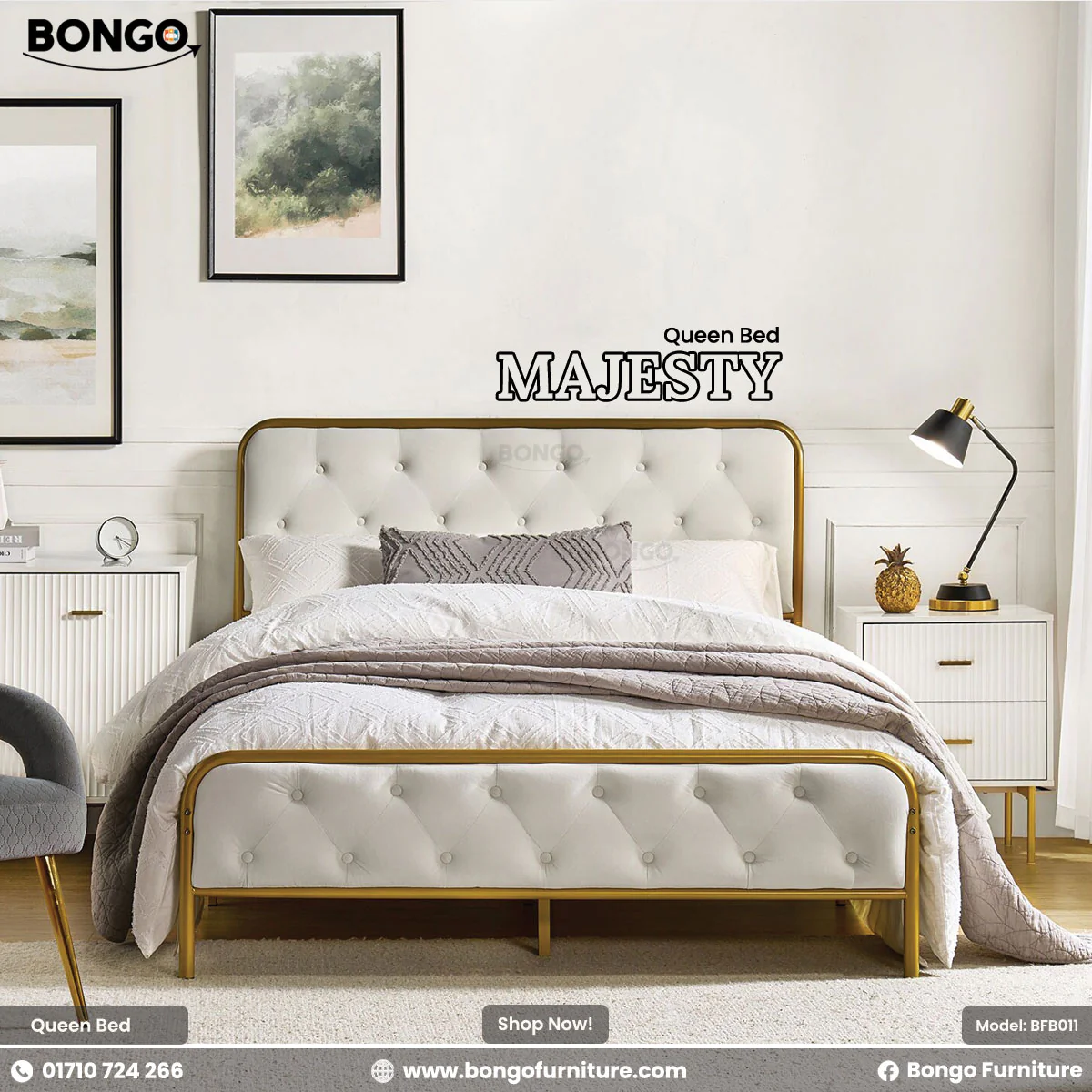 Majesty Queen Size Bed - BFB011 - Image 3