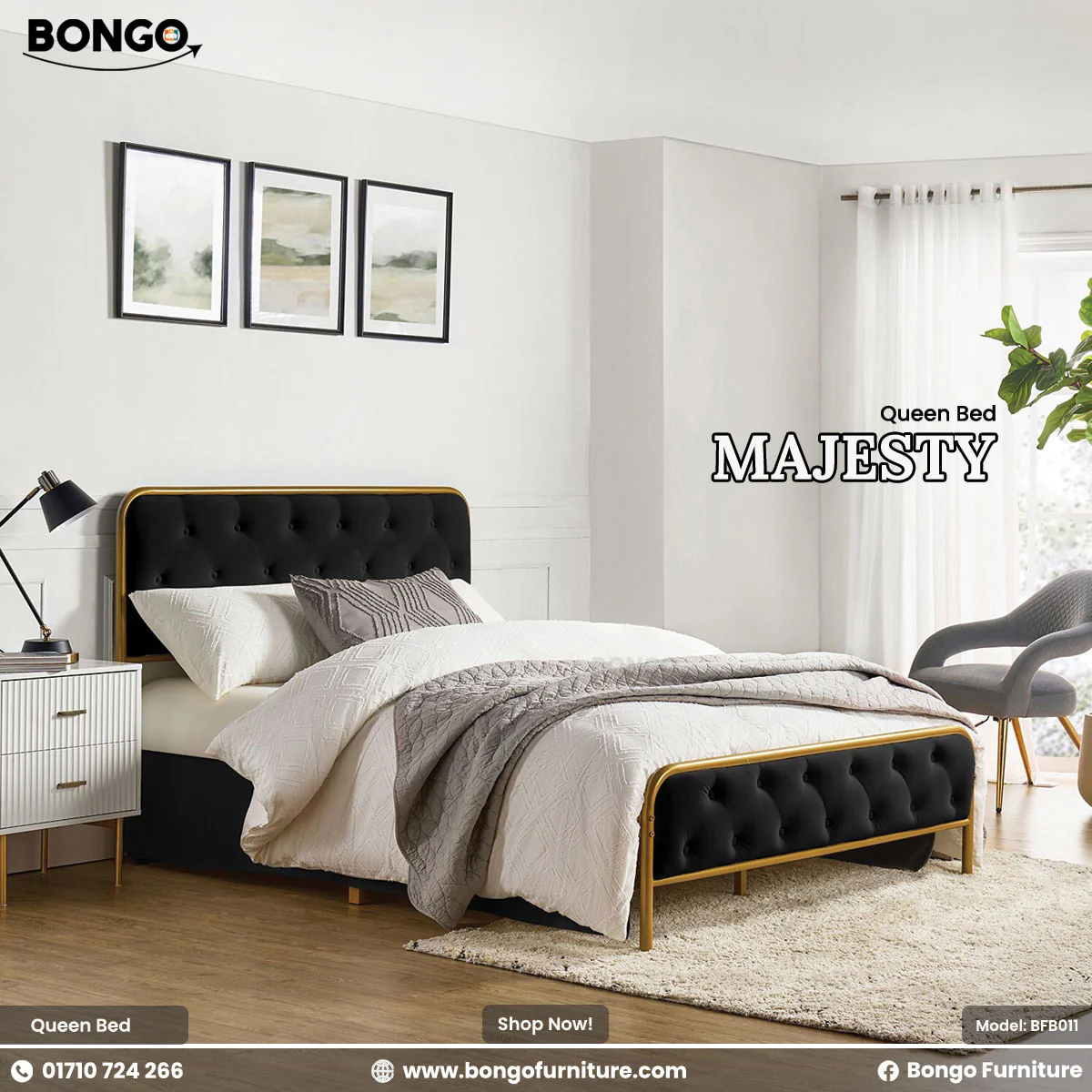 Majesty Queen Size Bed - BFB011 - Image 4