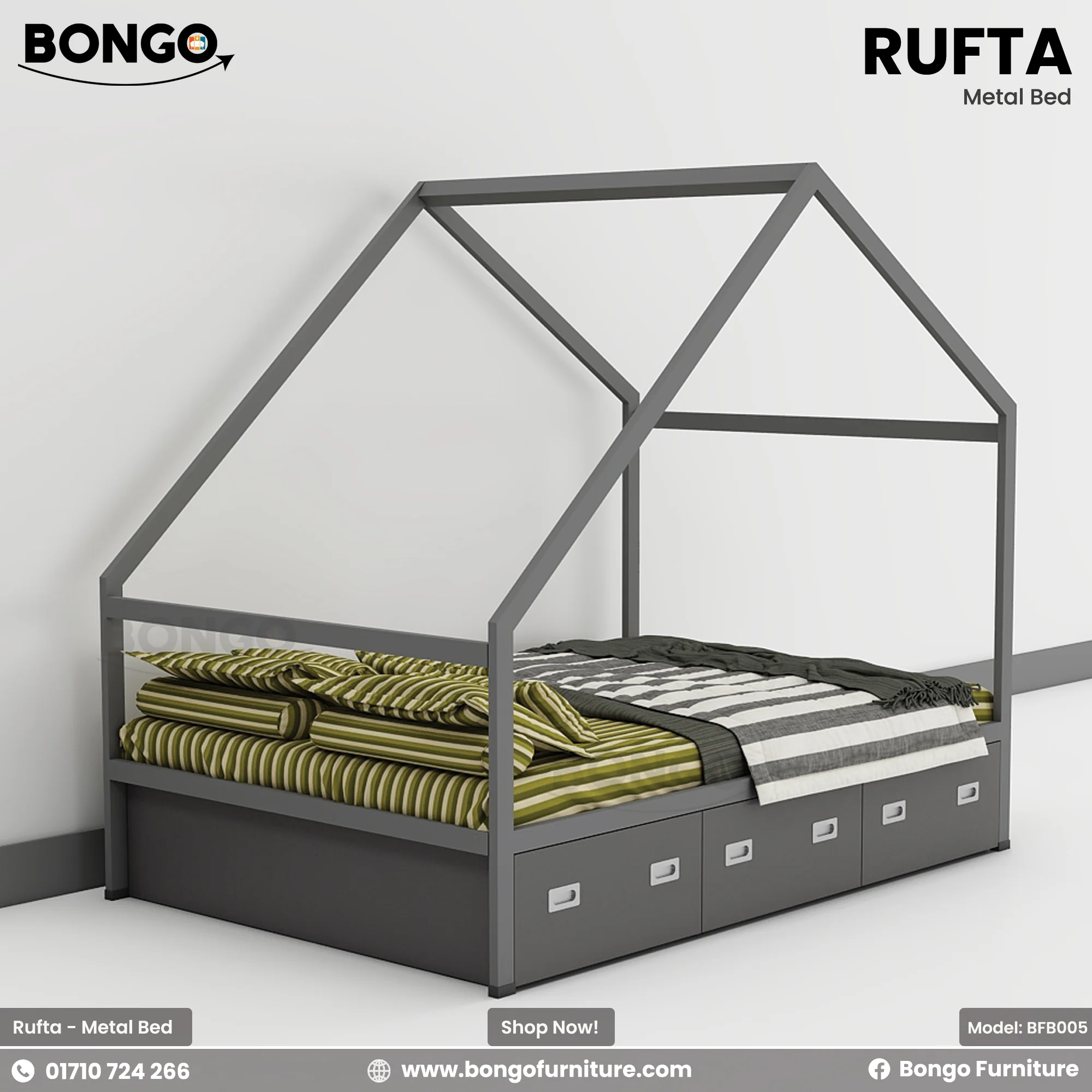 Rufta - Metal Bed | BFB005 - Image 3