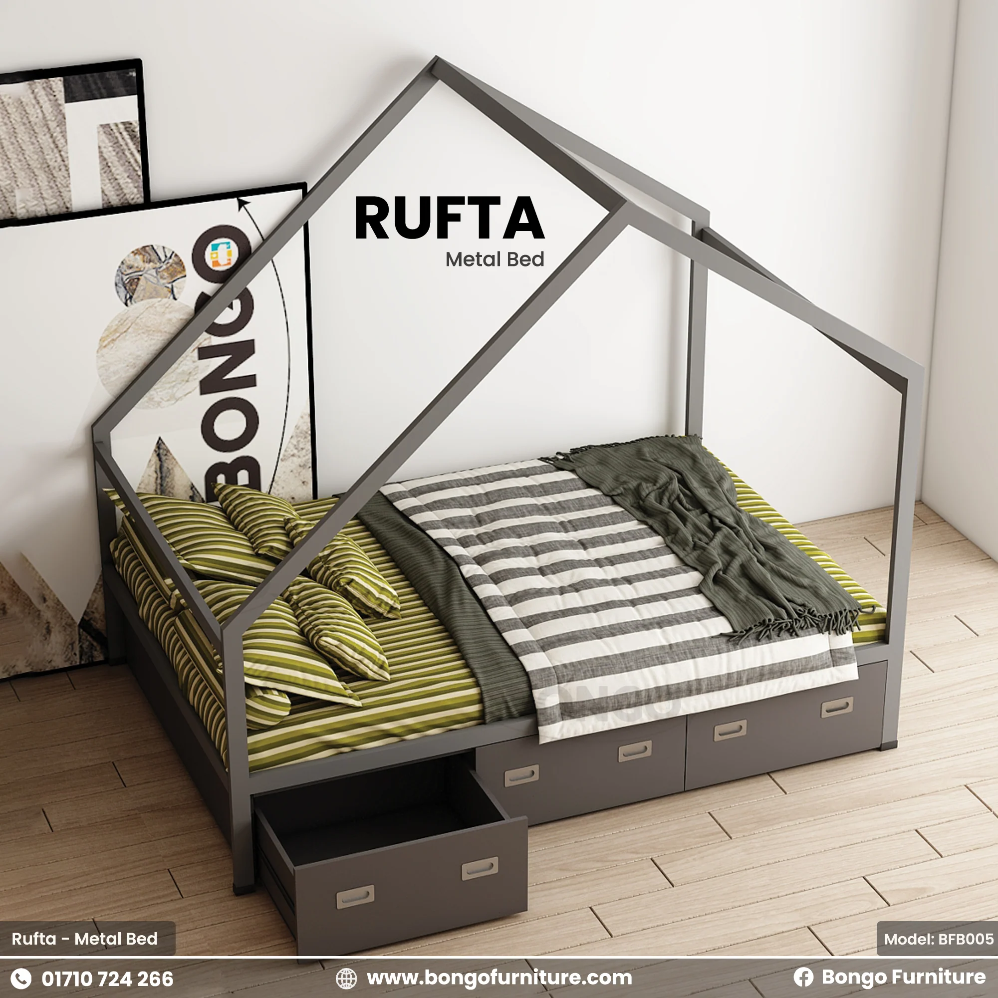 Rufta - Metal Bed | BFB005 - Image 4