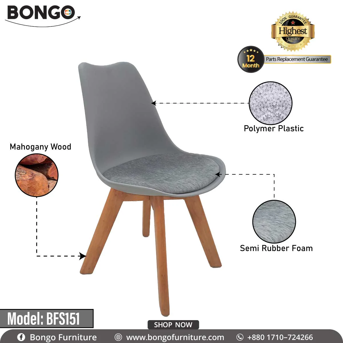 Tulip Chair - Wooden Leg | BFS151 - Image 8